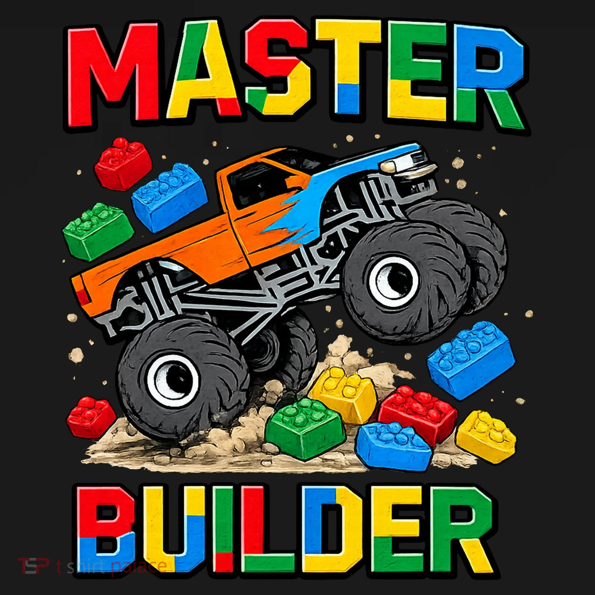 Master Builder Monster Truck Blocks Building Brick Ornament
