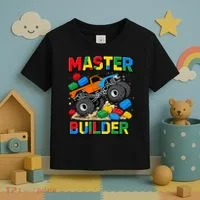 Master Builder Monster Truck Blocks Building Brick Toddler T-Shirt thumb 3