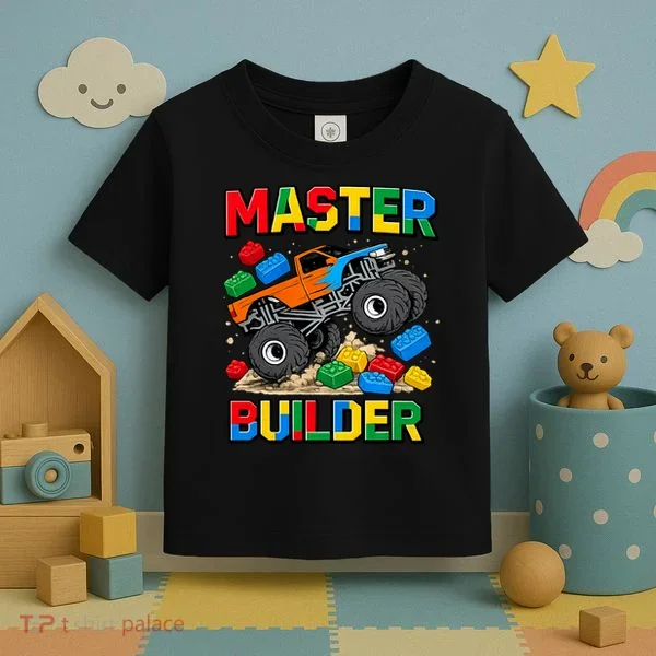 Master Builder Monster Truck Blocks Building Brick Toddler T-Shirt