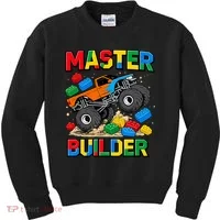 Master Builder Monster Truck Blocks Building Brick Kids Sweatshirt thumb 0