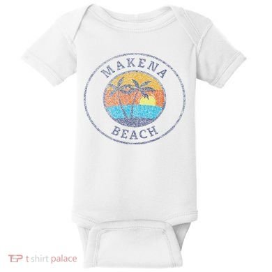 Makena Beach Maui Hawaii Usa Vintage Distressed Baby Bodysuit