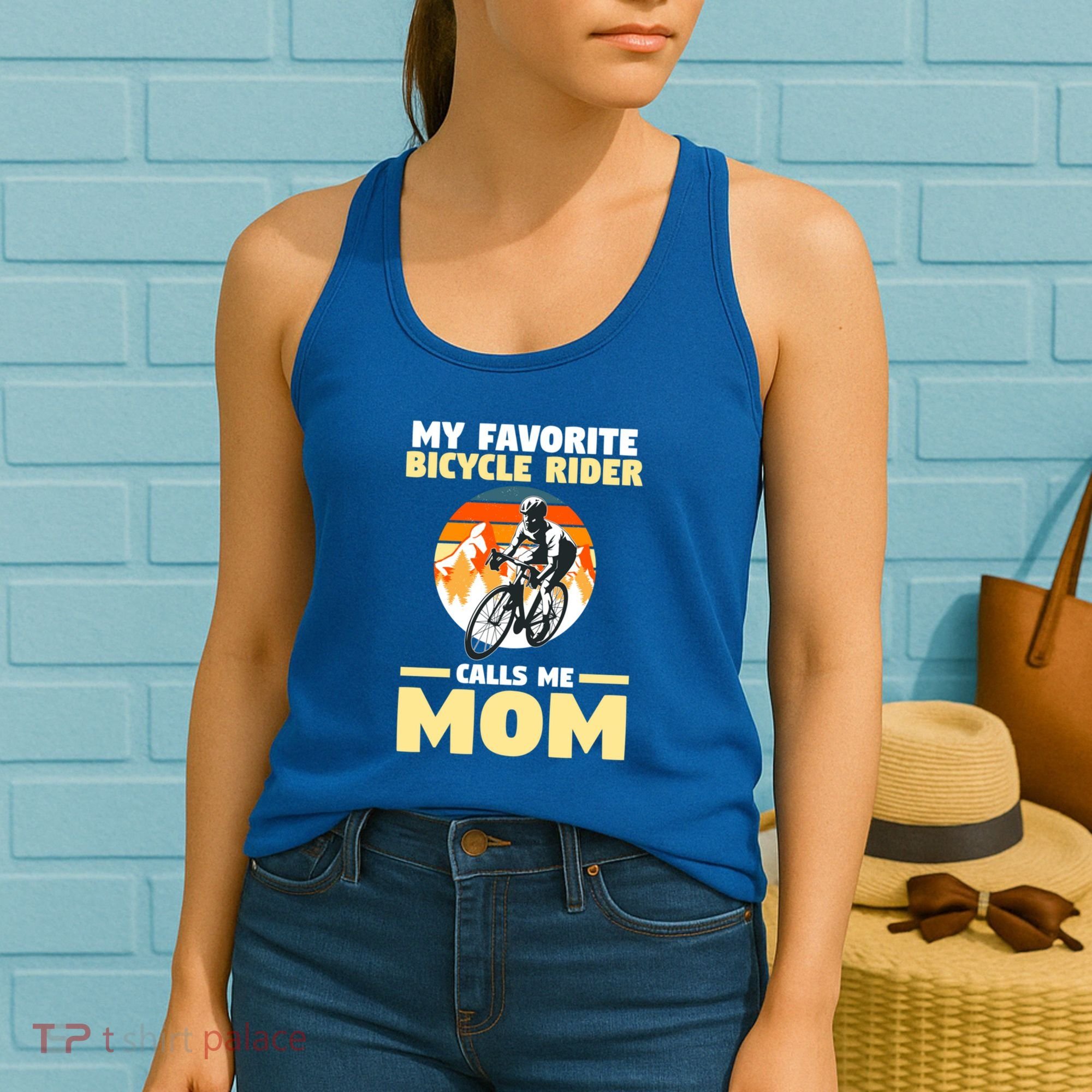 Mountain Biking Mom Mother Cyclist Bicycle Cycling Biking Funny Gift Women's Tank Top