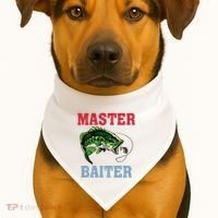 Master Baiter Master Baiter Meme Fishing Lover USA-Made Doggie Bandana thumb 1