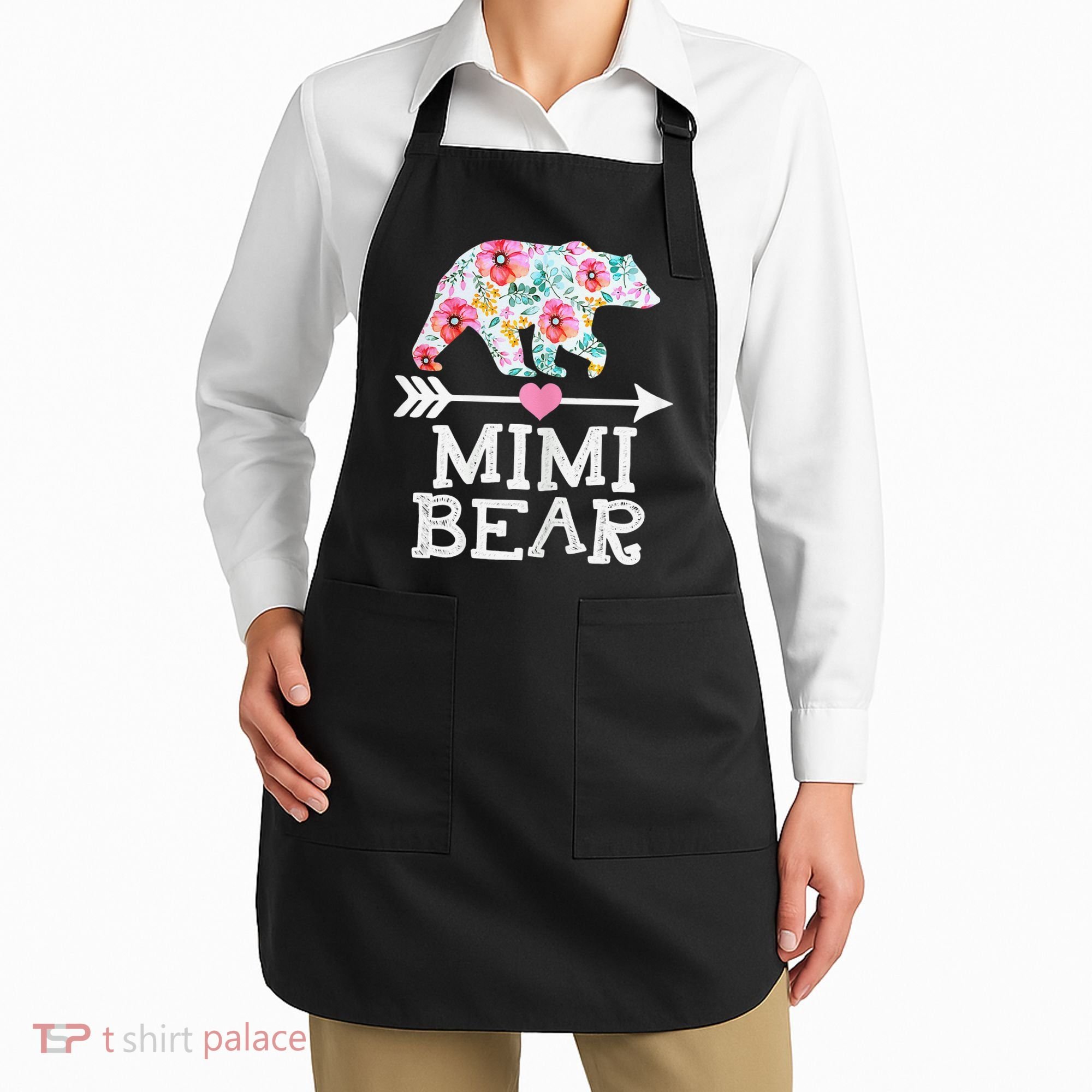 Mimi Bear Mom Grandma Floral Happy Mother's Day tee Apron