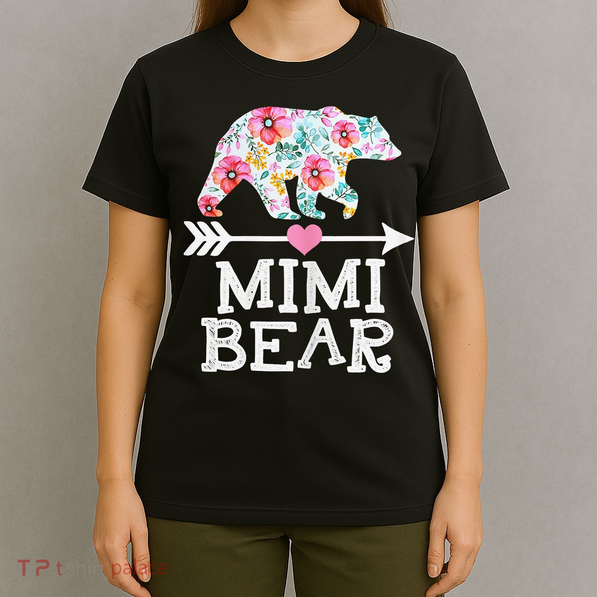 Mimi Bear Mom Grandma Floral Happy Mother's Day tee T-Shirt