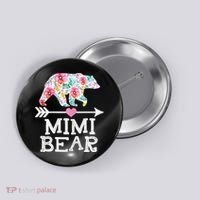 Mimi Bear Mom Grandma Floral Happy Mother's Day tee Button thumb 0