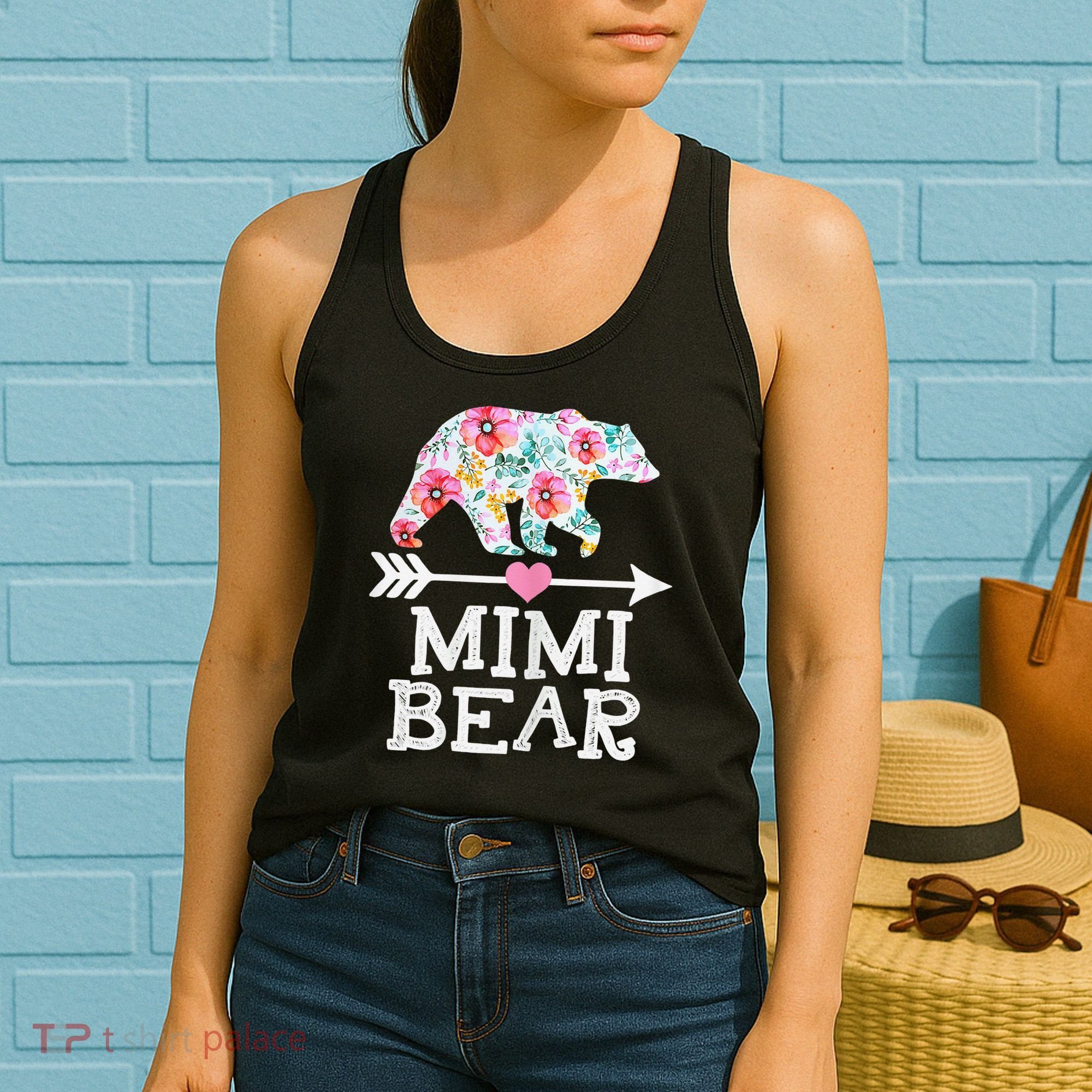 Mimi Bear Mom Grandma Floral Happy Mother's Day tee Women's Tank Top