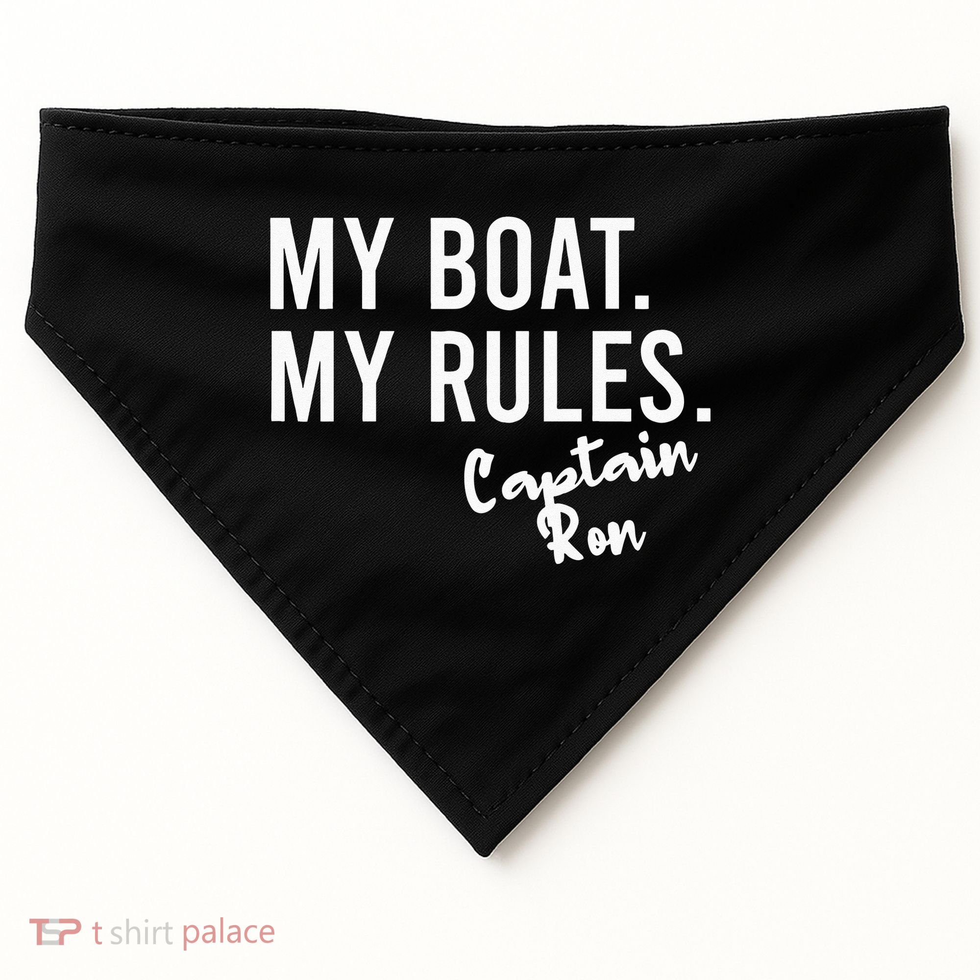 My Boat My Rules Captain Ron Personalized Boating Name USA-Made Doggie Bandana