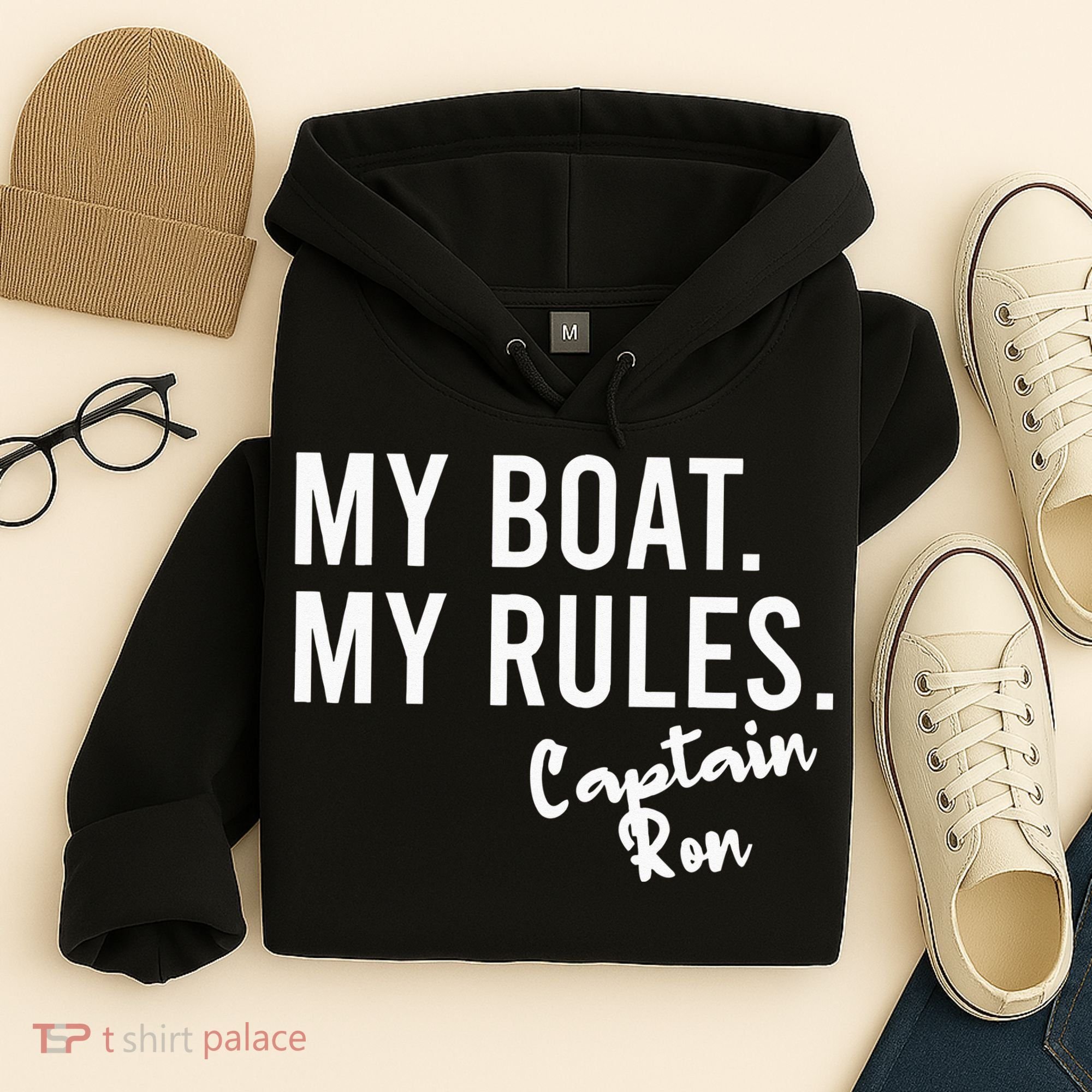 My Boat My Rules Captain Ron Personalized Boating Name Hoodie
