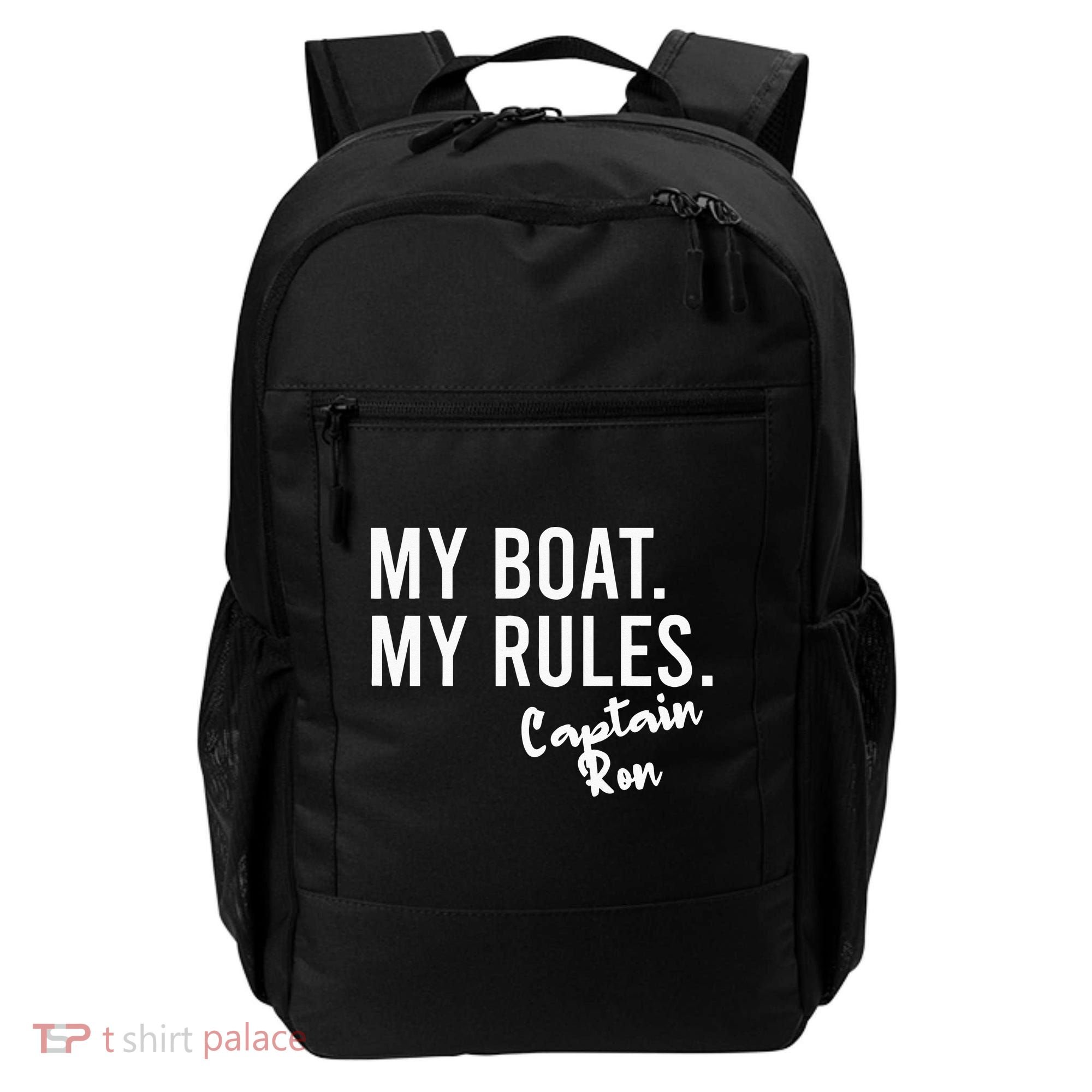 My Boat My Rules Captain Ron Personalized Boating Name Backpack