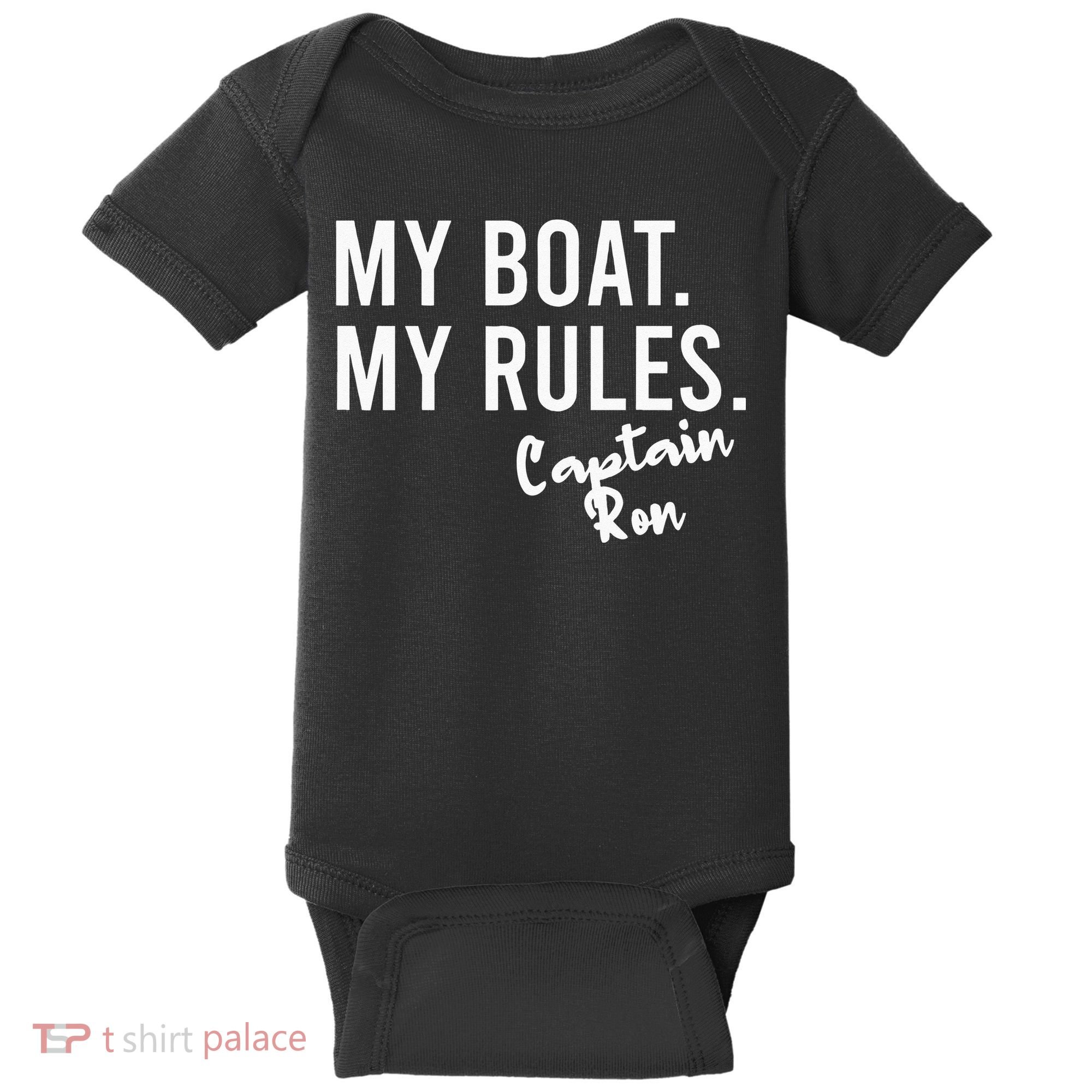 My Boat My Rules Captain Ron Personalized Boating Name Baby Bodysuit