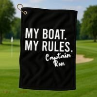 My Boat My Rules Captain Ron Personalized Boating Name Golf Towel thumb 1