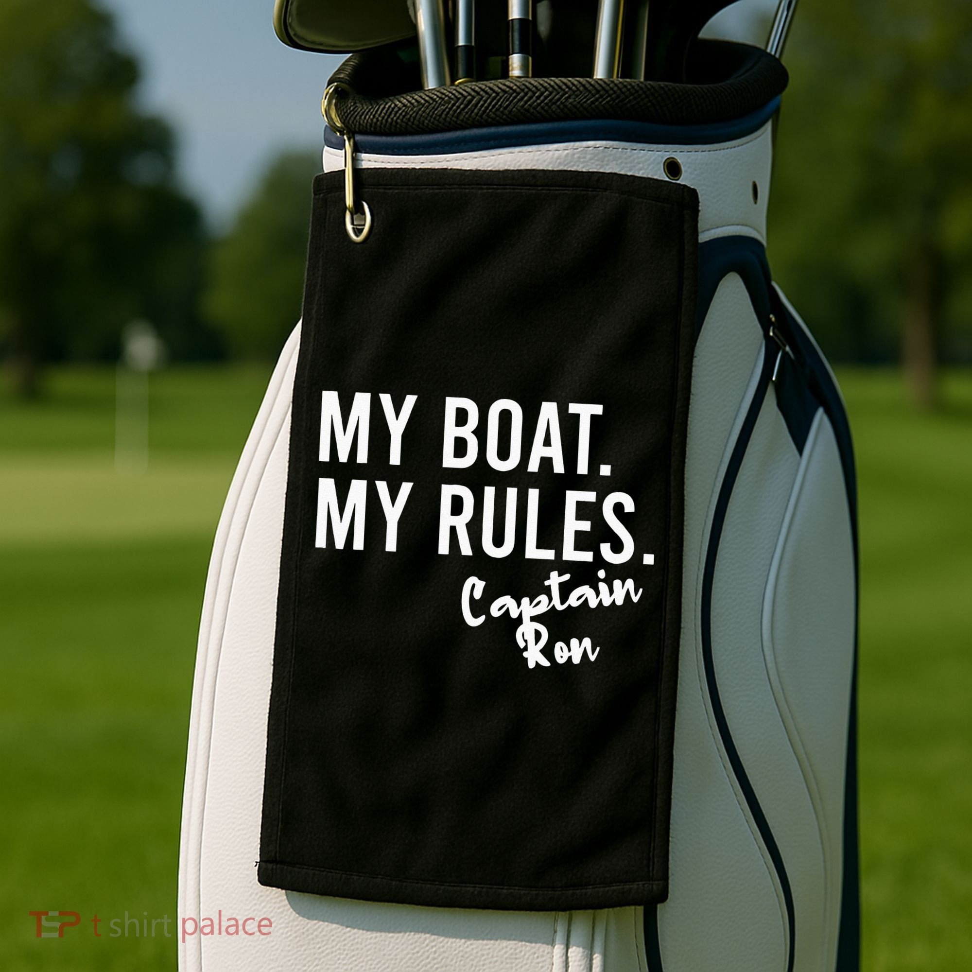 My Boat My Rules Captain Ron Personalized Boating Name Golf Towel