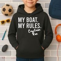 My Boat My Rules Captain Ron Personalized Boating Name Kids Hoodie thumb 2