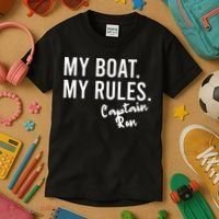 My Boat My Rules Captain Ron Personalized Boating Name Kids T-Shirt thumb 3