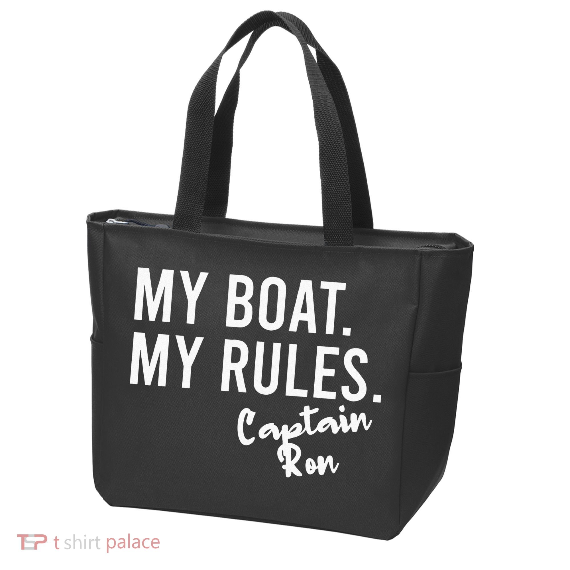 My Boat My Rules Captain Ron Personalized Boating Name Tote Bag