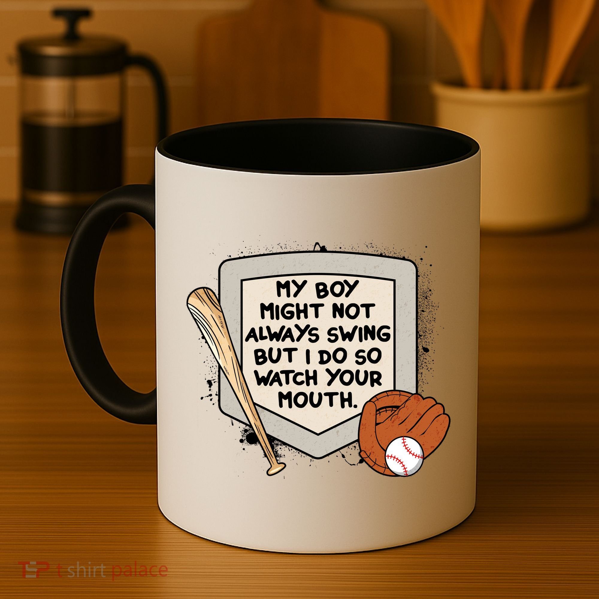 My Boy Might Not Always Swing But I Do Baseball Parent Coffee Mug