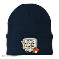 My Boy Might Not Always Swing But I Do Baseball Parent Beanie thumb 0