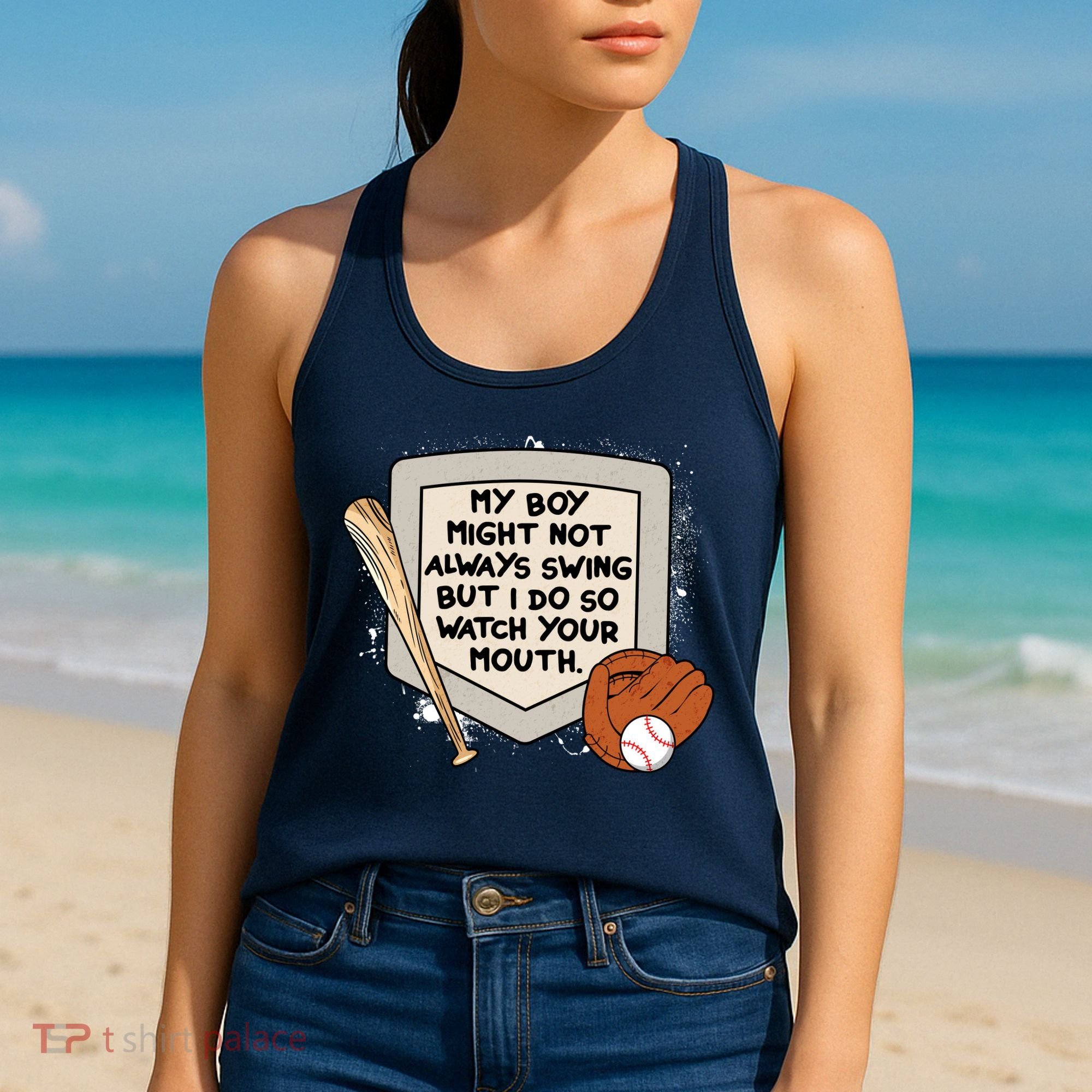 My Boy Might Not Always Swing But I Do Baseball Parent Women's Tank Top