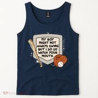 My Boy Might Not Always Swing But I Do Baseball Parent Tank Top thumb 2
