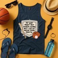 My Boy Might Not Always Swing But I Do Baseball Parent Tank Top thumb 4