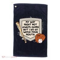 My Boy Might Not Always Swing But I Do Baseball Parent Golf Towel thumb 0