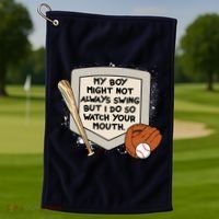 My Boy Might Not Always Swing But I Do Baseball Parent Golf Towel thumb 1
