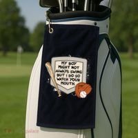 My Boy Might Not Always Swing But I Do Baseball Parent Golf Towel thumb 2