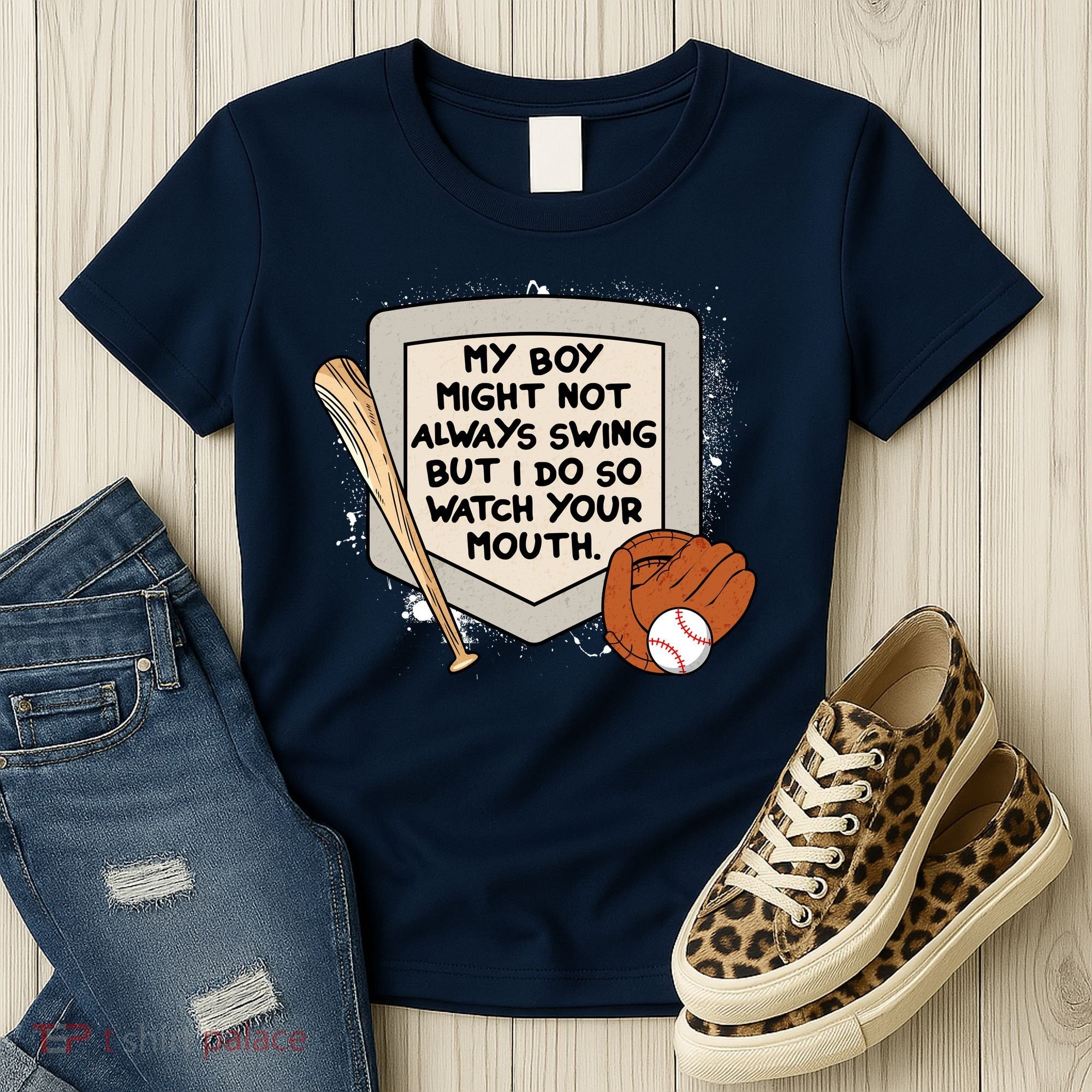 My Boy Might Not Always Swing But I Do Baseball Parent Women's T-Shirt