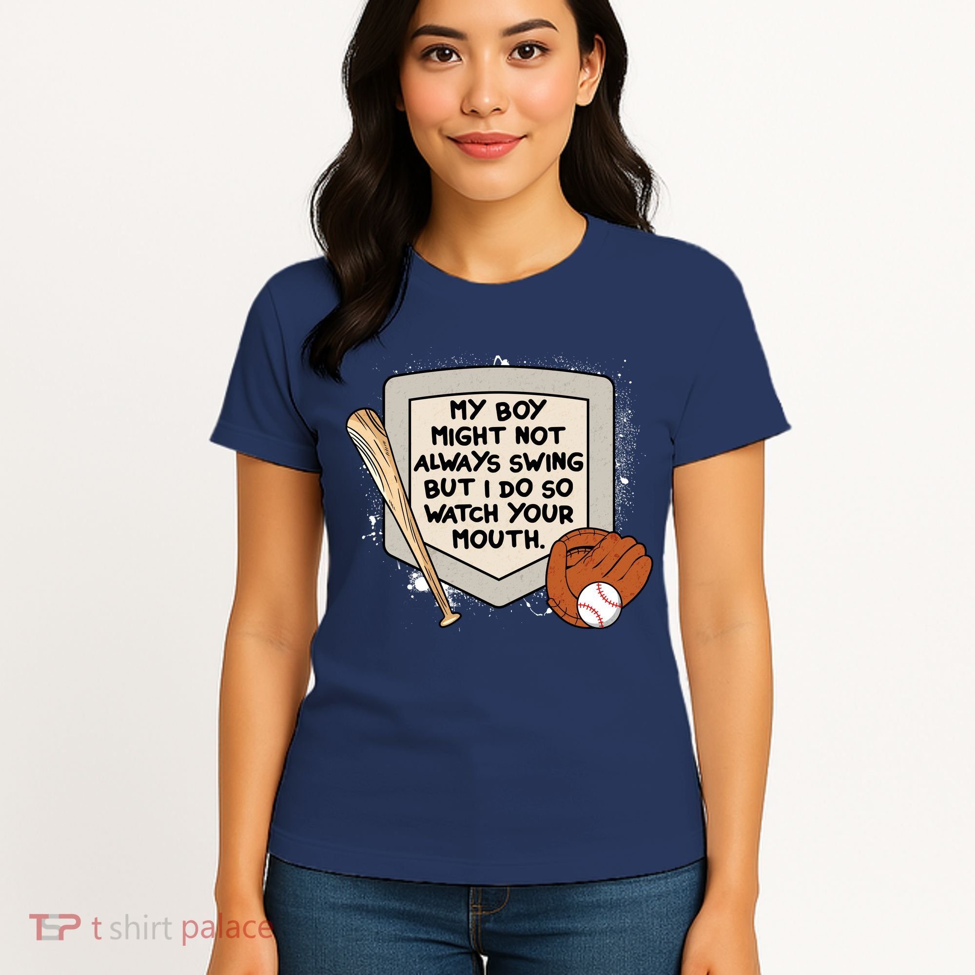 My Boy Might Not Always Swing But I Do Baseball Parent Women's T-Shirt