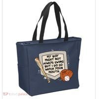 My Boy Might Not Always Swing But I Do Baseball Parent Tote Bag thumb 2