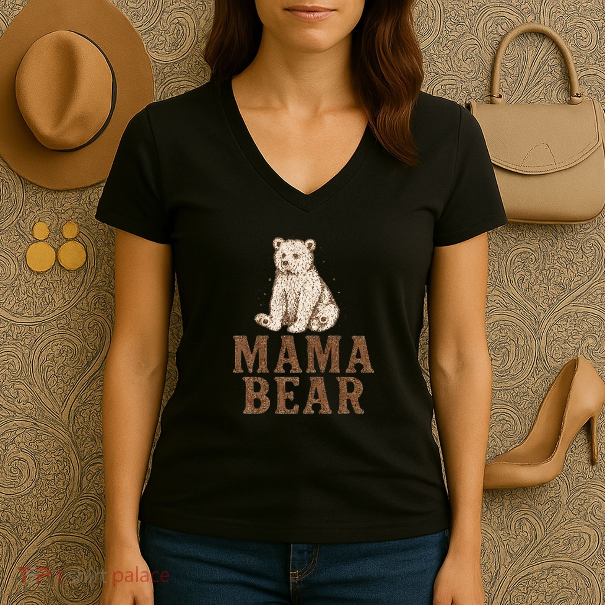 Mama Bear Women's V-Neck T-Shirt