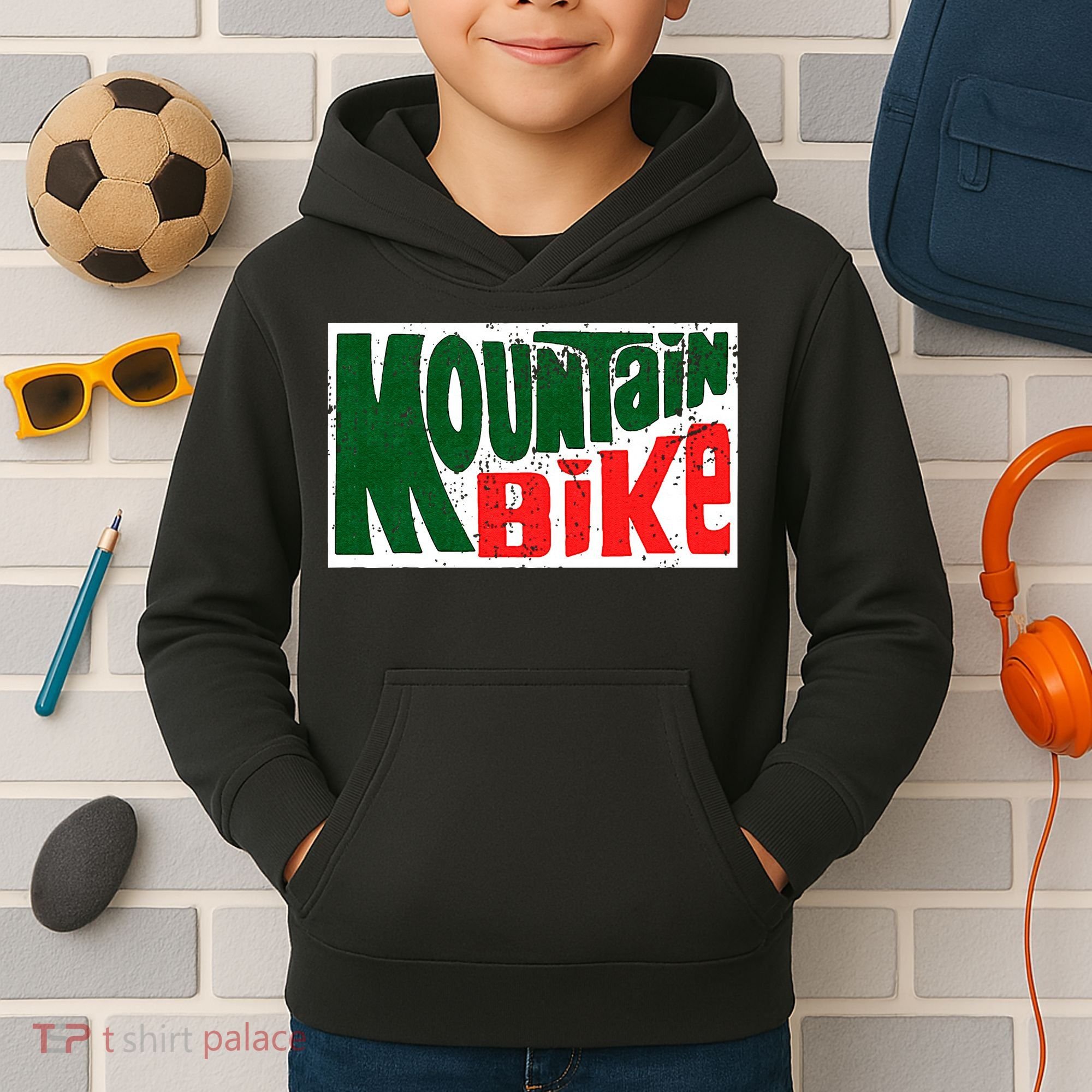 Mountain Bike Mtb Cycling Riding In Morning Dew Kids Hoodie