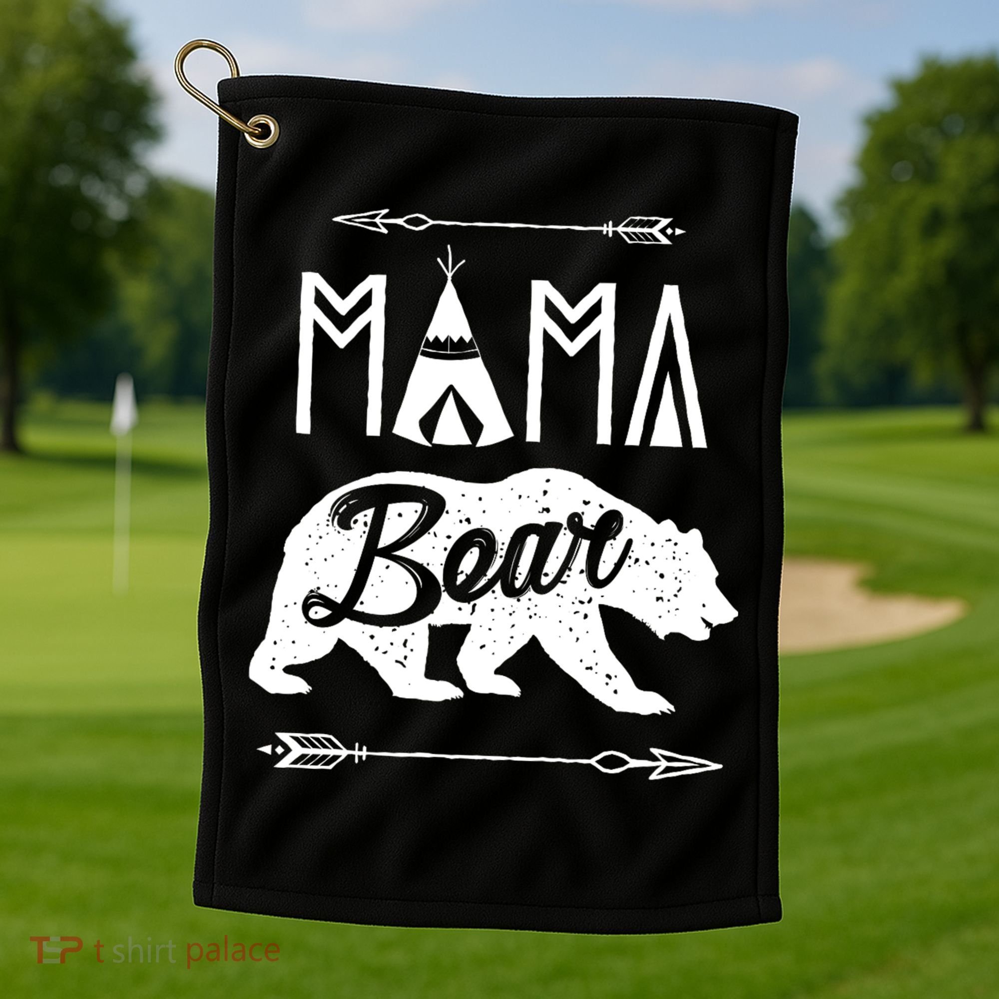 Mama Bear Mothers Day Family Matching Couple Golf Towel