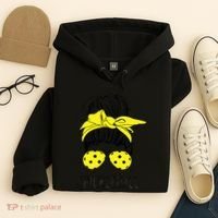 Messy Bun Number One Paddleball PickleBall Lover Hoodie thumb 4