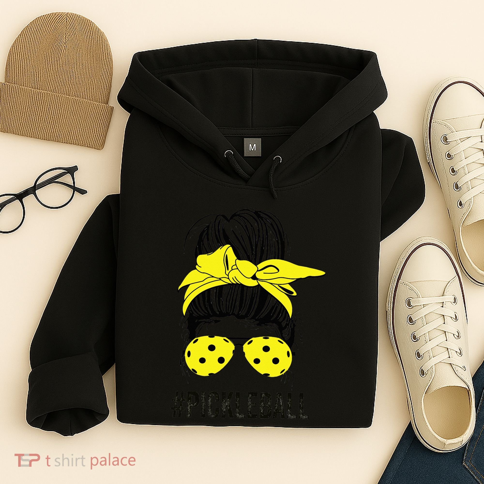Messy Bun Number One Paddleball PickleBall Lover Hoodie