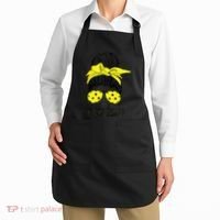 Messy Bun Number One Paddleball PickleBall Lover Apron thumb 2