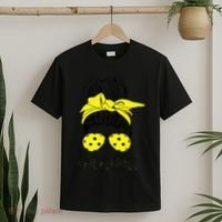 Messy Bun Number One Paddleball PickleBall Lover T-Shirt thumb 2