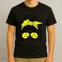 Messy Bun Number One Paddleball PickleBall Lover T-Shirt thumb 3