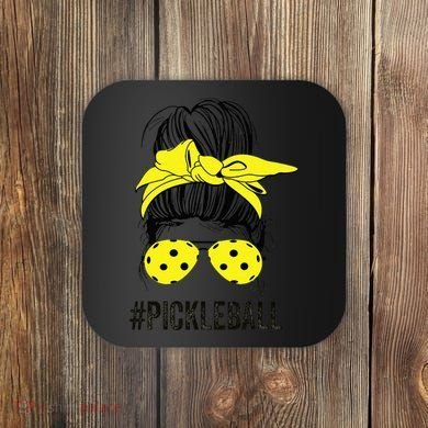 Messy Bun Number One Paddleball PickleBall Lover Coaster