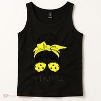 Messy Bun Number One Paddleball PickleBall Lover Tank Top thumb 2
