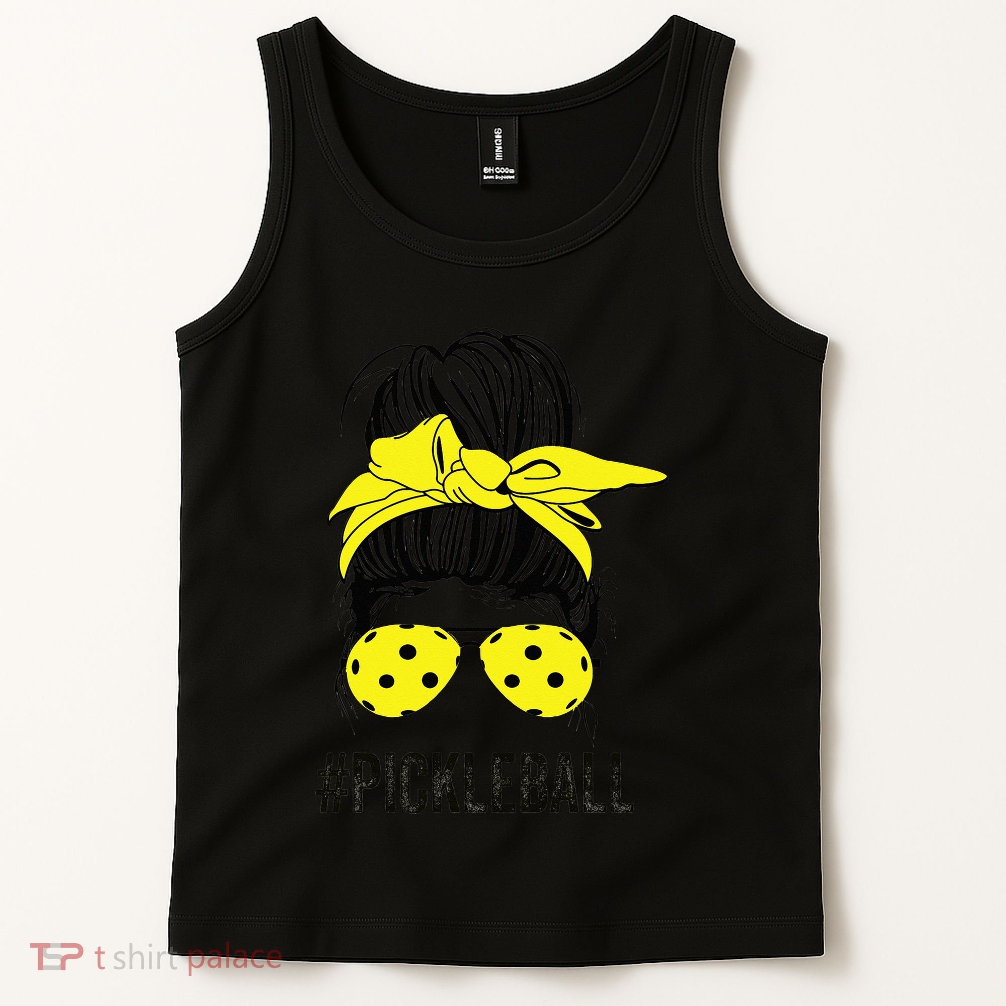 Messy Bun Number One Paddleball PickleBall Lover Tank Top
