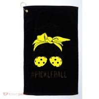 Messy Bun Number One Paddleball PickleBall Lover Golf Towel thumb 0