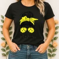 Messy Bun Number One Paddleball PickleBall Lover Women's T-Shirt thumb 2
