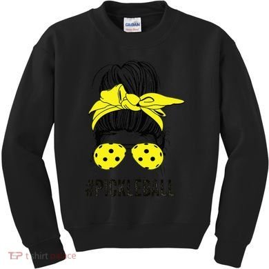 Messy Bun Number One Paddleball PickleBall Lover Kids Sweatshirt