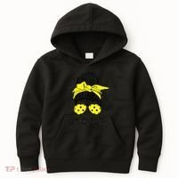 Messy Bun Number One Paddleball PickleBall Lover Kids Hoodie thumb 0