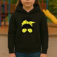 Messy Bun Number One Paddleball PickleBall Lover Kids Hoodie thumb 3