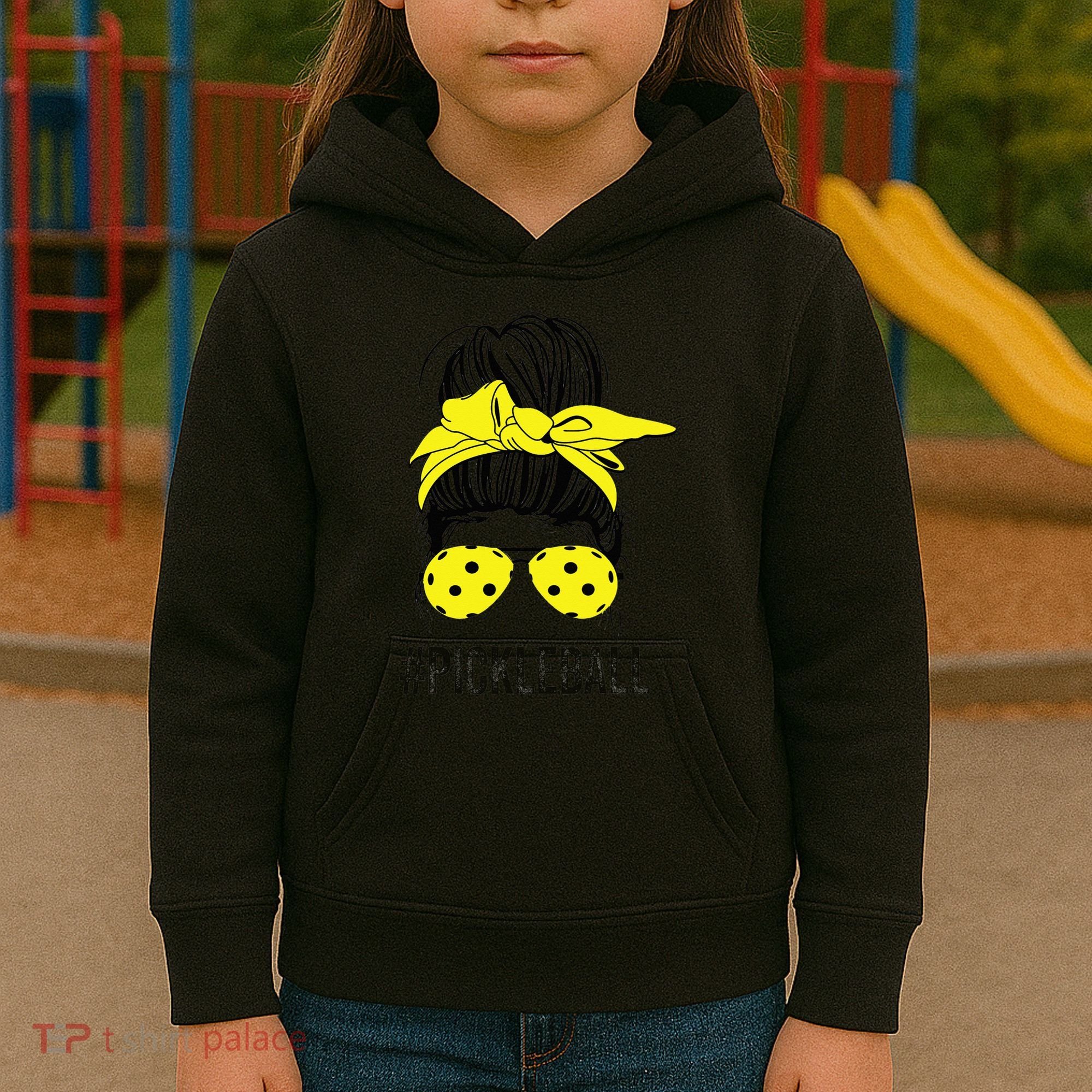 Messy Bun Number One Paddleball PickleBall Lover Kids Hoodie