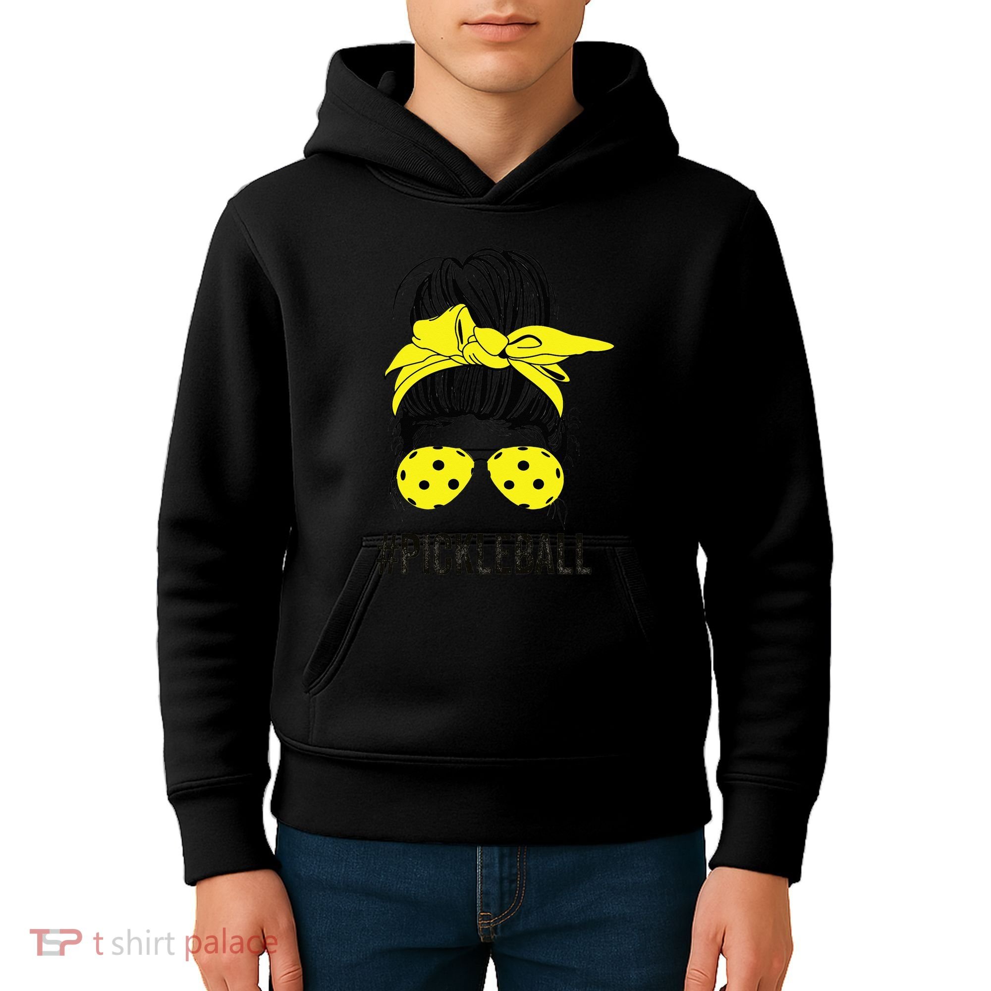 Messy Bun Number One Paddleball PickleBall Lover Kids Hoodie