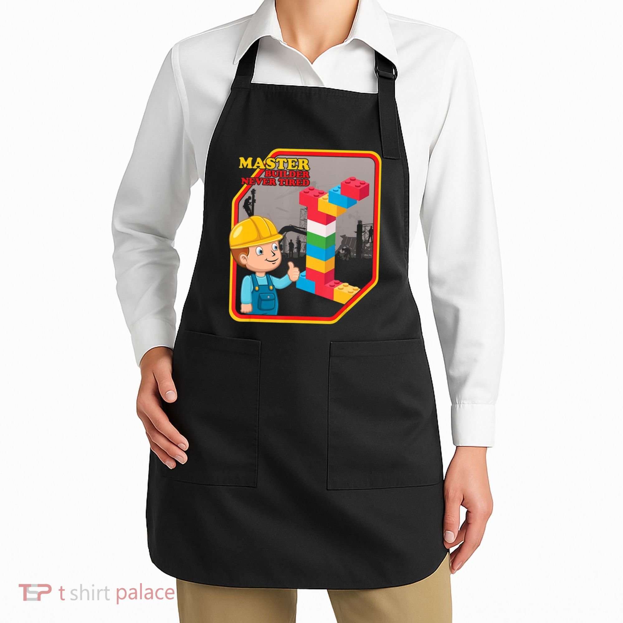 Master Builder Never Tired Construction Building Blocks Toy Apron